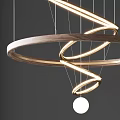 Modern Spiral Chandelier Design With Illuminated Metal And Wooden Rings For Interior