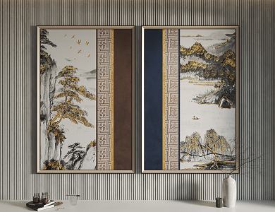 New Chinese Landscape Painting Hanging Painting Decorative Painting 3d model