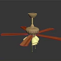 Electric Ceiling Fan With Wooden Blades Metal Base And Home Lighting Design