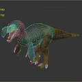 Brown Red Textured Dinosaur With Open Mouth Sharp Teeth On Gray Background 3d model
