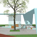 Modern gallery frame outdoor modeling gallery frame rest flower box seat combination sketch 3d model
