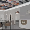 Modern Luxury Beauty Hair Salon Interior With Decorative Umbrella Ceiling And Reception Desk