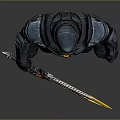 Advanced Futuristic Armored Warrior With Flaming Sword And Detailed Armor
