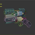 Mechanical Double Barrel Revolver With Metal Construction And Futuristic Tactical Design
