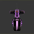 3D Modeled Game And Movie Mechanical Character With Pink Black Large Wheel And Glowing Details