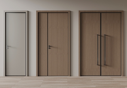 Modern double door single door 3d model