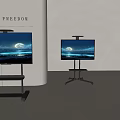 Modern Televisions On Mobile Stands With Starry Night Moon Screen 3d model