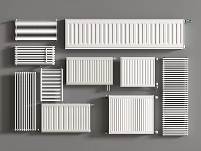 Various Modern White Radiators With Different Designs For Home Heating 3d model