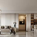 Modern Living Dining Room Interior Design With Sofa Coffee Table Rug And Chandelier