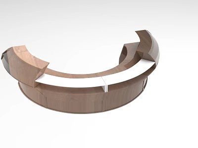 Modern Curved Reception Desk With Wooden Structure And White Countertop Design 3d model