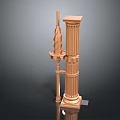 High Quality Copper Decorative Hardware Tool 3D Model With Spiral Design And Column Structure 3d model