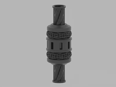 Mechanical Component 3D Model With Metal Mesh Cylindrical Structure And Holes 3d model