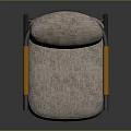 Modern Single Sofa With Beige Textured Fabric Wooden Arms And Black Metal Frame