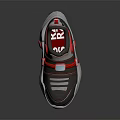 Gray And Red Sporty Casual Shoes With White Accents Mesh Upper And Cushioned Sole