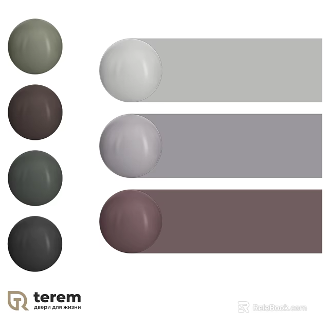 Circular And Bar Shaped Components In Green Brown Gray White And Purple Tones 3d model 