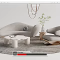 Quiet Sofa Tea Table Combination Sofa Coffee Table 3d model