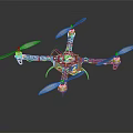 Smart Machine Quadcopter Drone with Red and White Frame and Electronic Components