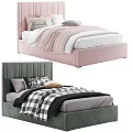 Single Bed with Pink Green Velvet Headboard Dream Theme Pillows Cozy Bedding