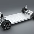 Electric Vehicle Chassis Structure With Frame Wheels And Suspension System