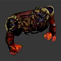 3D Fantasy Character With Purple Gold Outfit And Red Flame Effects