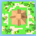 Cartoon Style 3D Rendered Pyramid Scene With Green Trees And Grass