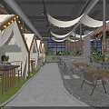 Charming Restaurant Featuring Tent Like Booths Hanging White Canopies String Lights Wooden Tables And Plants