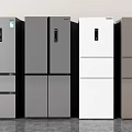 Sleek Multi Door Refrigerators and Freezers in Silver White Gray Brown Colors