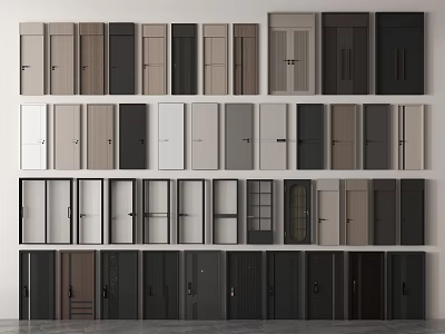 Modern Double Door Designs With Wooden Panels And Various Color Options For Home Interior 3d model