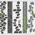 Garden Stepping Stones Natural Stone Arrangement With Green Plants And Pathway Design