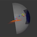 Cartoon Astronaut Game Characters On Orange Platform With Red Rocket Planets Stars And Flag