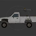 White Military Tank With Off Road Tires And Mounted Weapon System