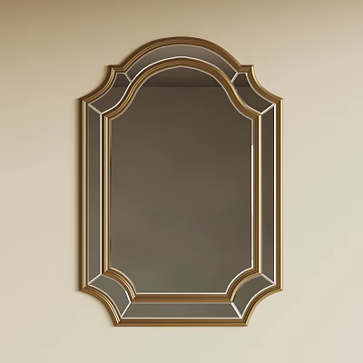 Decorative Vintage Style Mirror With Elegant Gold Frame Wall Mounted Design 3d model
