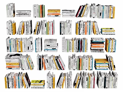 Vibrant Books And Magazines Collection Stacked In Various Piles With Colorful Covers 3d model