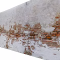 Weathered Brick Wall With Peeling White Plaster And Exposed Red Bricks Texture 3d model