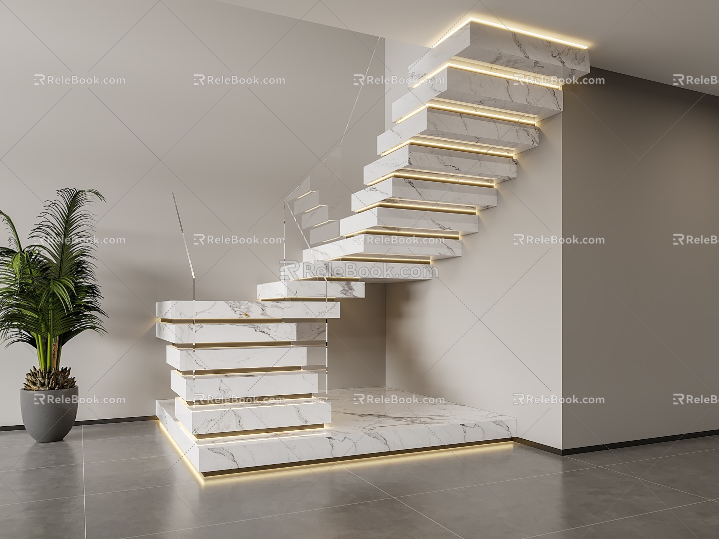 Modern Stairs Marble Stacked Stairs 3d model