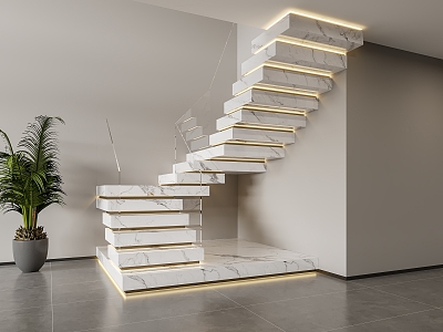 Modern Stairs Marble Stacked Stairs 3d model