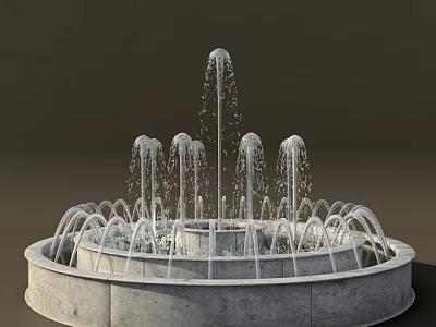 Decorative Outdoor Garden Ornament Circular Fountain With Multiple Water Jets And Concrete Base 3d model