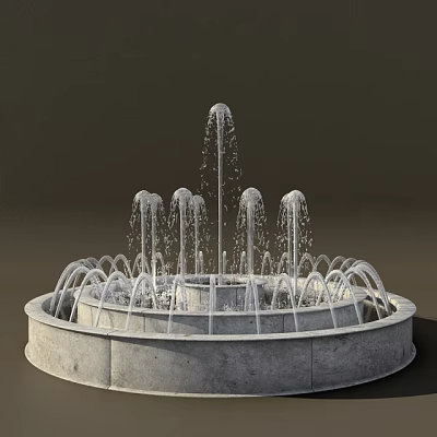 Decorative Outdoor Garden Ornament Circular Fountain With Multiple Water Jets And Concrete Base 3d model