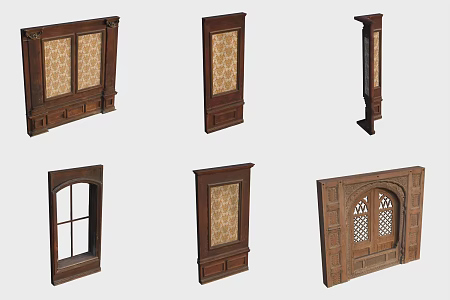 Building Components Wooden Wall Panel Window Frame 3d model