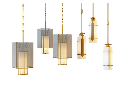 Stylish Modern Chandeliers With Glass Shades And Metal Frame Designs 3d model