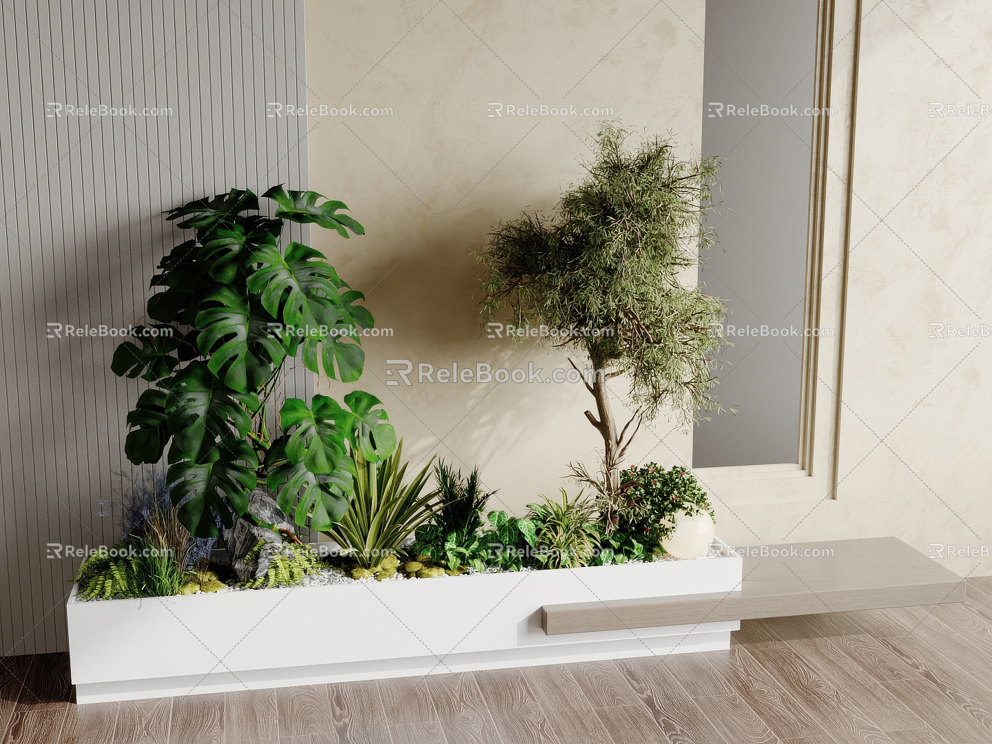 Green plant pile landscape green plant green plant combination tree pool model