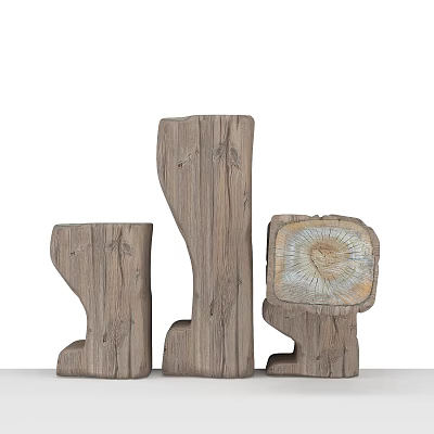 Nordic wooden pile wooden pier wooden pile decoration combination 3d model