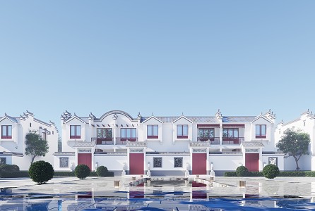 New Chinese Townhouse Residence 3d model