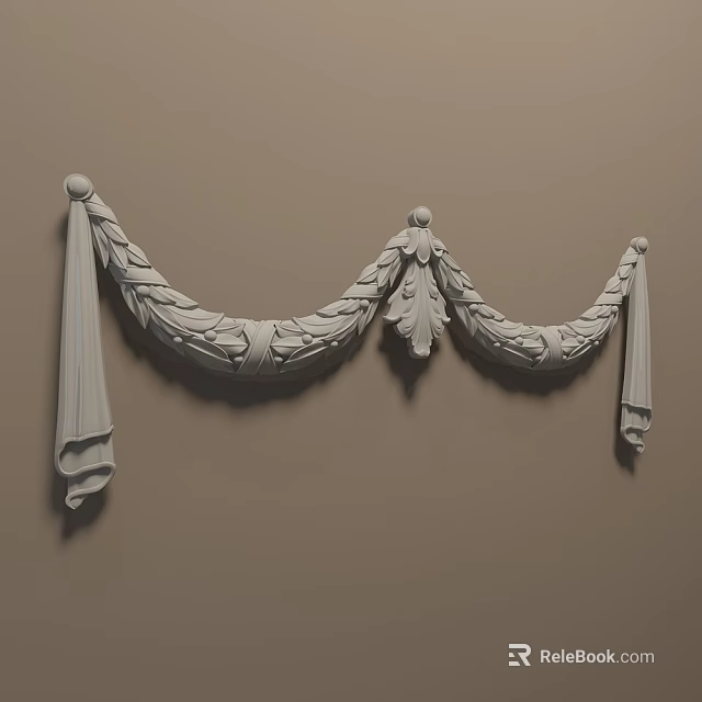 Classical Carved Wall Ornament With Leaf Vine Patterns And Scroll Design 3d model 