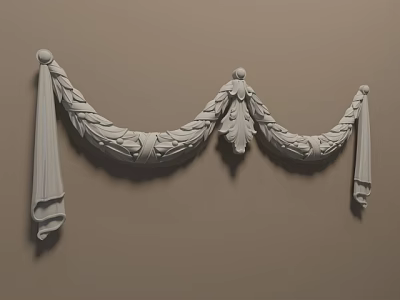 Classical Carved Wall Ornament With Leaf Vine Patterns And Scroll Design 3d model