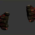 Patterned Red Black Orange Gloves With Leather Synthetic Material For Daily Use 3d model