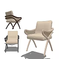 Modern Dining Chairs With Wicker Accents Beige Cushions And Crossed Legs Design