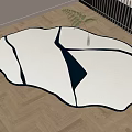 Minimale irregular carpet shaped carpet sofa coffee table carpet black and white carpet 3d model