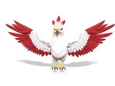Mythical Game Movie Character Featuring White Body Red Wings Red Crest and Yellow Claws 3d model