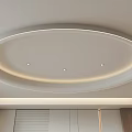 Modern Oval Ceiling With Recessed Lights And LED Strip 3d model